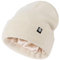 Ruzister Mit Satin gefütterte Wintermütze für Damen und Herren, mit Seide gefütterte Strickmütze mit weichem, Beige, Beanie Mütze,Dehnbare, weiche Wollmütze, Beige