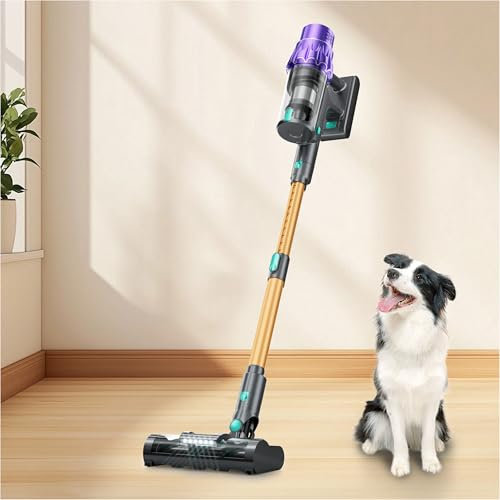 Aspiradora sin Cable Potente, 50KPA/70Mins Aspiradora Escoba sin Cable con Sensado Automático de Polvo/Pantalla Táctil Inteligente/Antienredo, Vacuum Cleaner para Suelo/Alfombra/Pelos de Animales
