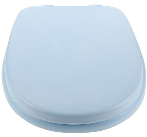 TOBBOMEY Asiento de Inodoro Estándar Suave y Cómodo con Espuma Tapa para Limpieza y Montaje Compatible con Wc Tradicionales Color Azul