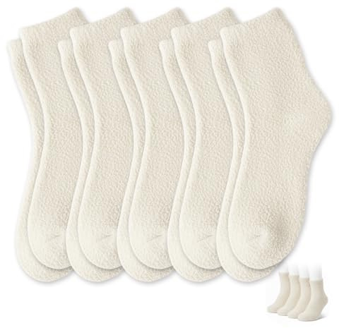 Rthynti 5 Pairs Fluffy Socks, Fluffy Socks Womens, Black Thermal Socks for Ladies And Girls, Black Sock Woman or Christmas Valentine's Mother's Day - Dark Grey