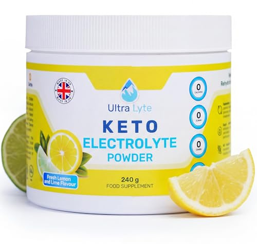 Ultra Lyte Keto Powder – Fresh Lemon & Lime Electrolyte Mix – 0 Carbs, 30 Servings – Potassium, Magnesium, Sodium – Sugar-Free, Fasting & Keto Electrolytes