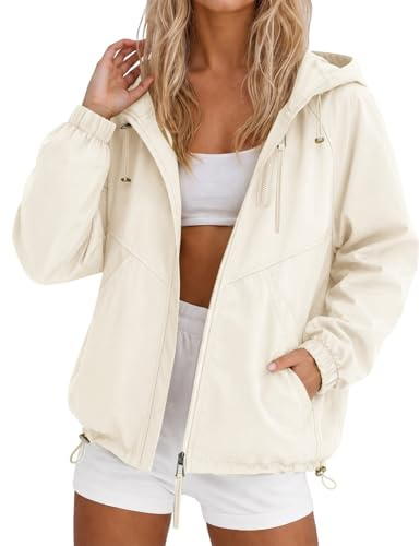Générique Veste Randonnée Femme Veste De Pluie Femme Imperméable Manteau Coupe Vent Blouson Zippée Légère Décontractée Multipoches Anorak Pratique Pour La Randonnée en Montagne