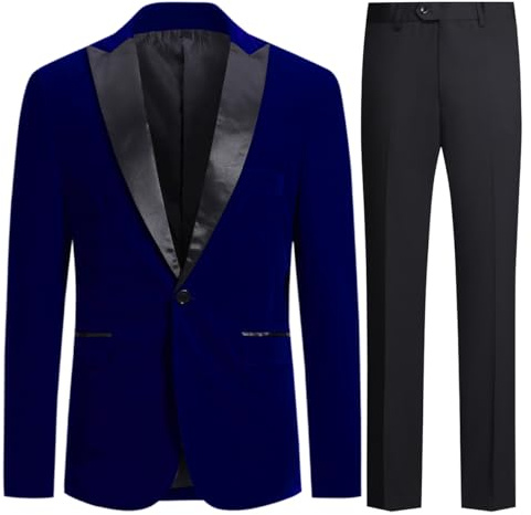 Men Notched Lapel Center-Vent One-Button Blazer TUXEDO Casual Dress Suit Slim Fit Jackets & Trousers X-Large