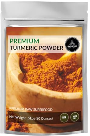 Premium Quality Turmeric Root Powder with Curcumin 5lbs by Naturevibe Botanicals | Raw Turmeric Root Grounded |100% Pure, Non-GMO and Gluten Free (80 Ounces)