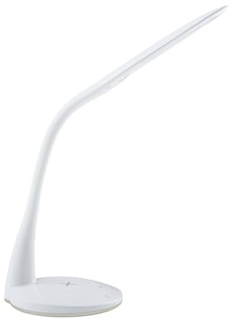 EGLO LED Tischlampe Trunca, 1 flammige Tischleuchte, Schreibtischlampe aus Kunststoff, Farbe: Weiß, inkl. QI-Charger, dimmbar und Weißtöne per Touch einstellbar