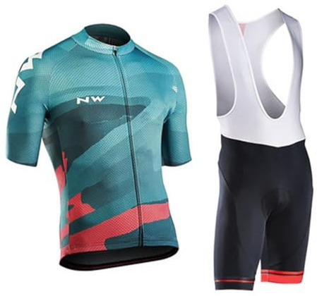 Tuta da Bicicletta MTB Estiva da Uomo Traspirante Asciugatura Veloce Manica Corta e Pantaloncini Imbottiti Maglia da Ciclismo con Motivo Leone