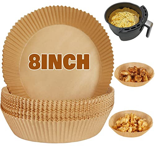 YQL Disposable Air Fryer Liners Round 6.3 Inch, 50pcs Non Stick Greaseproof Parchment Paper Liners for Airfryer 3.5L-6L, Compatible with Ninja AF100UK,Tower,Cosori,Keplin&Other Single Airfryer Small