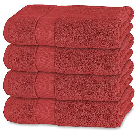 BANANALU 4 Badetücher 100% Baumwolle Qualität 600g/m2 Frottiertuch Bordeauxrot - Bad Towel Modern N1, Color: Bossa Nova 18-1547, Size: 70x140cm, 4er Set, 600g/m2