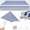 Gimisgu Toldo con brazo articulado, 350 x 300 cm, toldo para terraza con manivela manual, protección solar anti-UV, resistente al agua, requiere montaje, ángulo ajustable hasta 30 grados, azul y