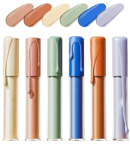 Dewireaey Correttore Per Occhiaie | Copertura Completa,6 Pezzi Facile da Sfumare Effetto Lunga Durata Correttore Contouring Stick per Imperfezioni Cutanee Rossori e Opacità