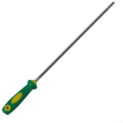 1 afilador redondo de motosierra hecho de acero de alto carbono para varios tamaños de cadena, incluyendo cadenas 3/8 y 404, con mango de plástico para un uso cómodo (4 mm)