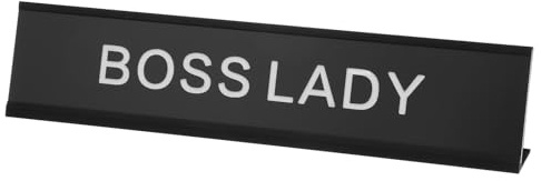 PATIKIL BOSS LADY Desk Name Plate, Plaque De Bureau En Aluminium Plaque Nominative Amusante Pour Bureau Cadeau Farce Pour Collègue De Bureau, Noir/Blanc Sur Noir