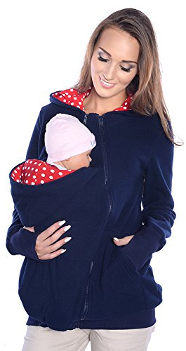 Mija - 3 in 1 Giacca con cappuccio / con 2 inserti rimovibili / porta-beb? 4018A (IT 44, Blu marino)
