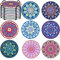 Untersetzer Getränke-8er Set, runde Saugfähig Kork Keramik Glasuntersetzer mit Metallhalter Mandala-Untersetzer Set für Tassen, Einweihungsgeschenk zum Geburtstag Küche Wohnzimmer Dekoratio – 4 Zoll