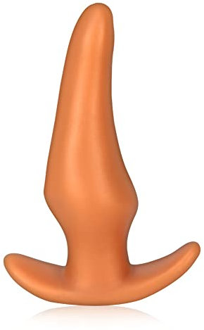 Analplugs Super Weicher Flüssigsilikon Butt Plug mit Sicherheitsbasis, Gold Analdildo Vagina Dilatator Anal Expander Masturbation Sexspielzeug für Männer und Frauen (M)