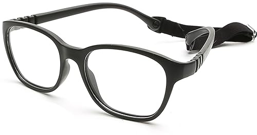 Geborilma Flexible Glasses Frame for Kids - Kids Prescription Glasses 4-7 Years RBG Glasses for Kids Glasses Unbreakable, black, 48