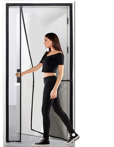 Magnetic Mosquito net - 100x230 cm - Folding Mosquito nets - Double Mixed Polyester Door - Easy to Install - Light and Breathable, Black