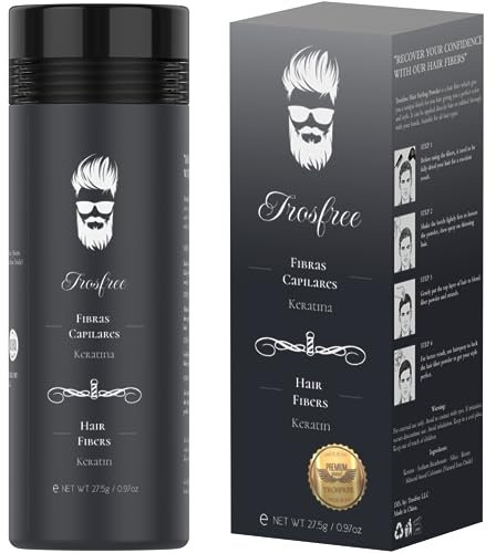 TROSFREE: Schütthaar Schwarz 27,5 gr - Ansatzpuder - Streuhaar - Haarverdichtung - Thick Fiber - Streuhaar Männer