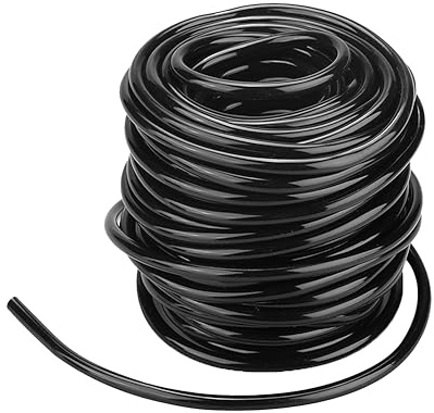 Lwuey 50m Micro Drip Bewässerungsschlauch 4/6mm, Flexibles Verbindungsrohr für Garten, Landwirtschaft, Rasen, Tropfrohr für Pflanzreihe Bewässerungsysteme UV Beständiges PVC Schwarz
