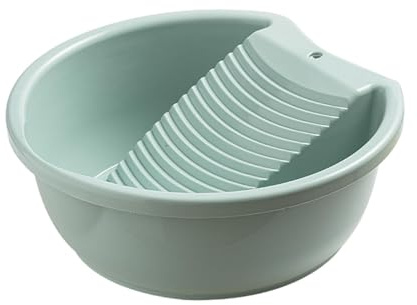 Sharplace Washboard Basin Laundry Basin Compact with Integrated Washboard Laundry Tub Washtub for Home Pants Blouses Outdoor Underwear, blue
