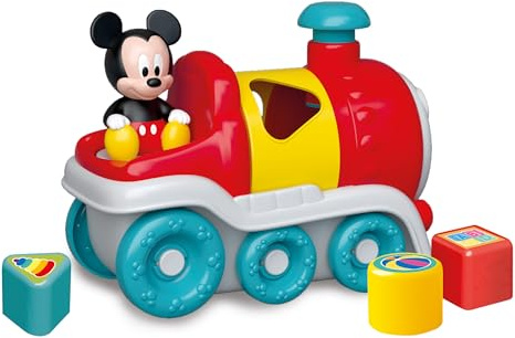 Clementoni - Train À Tirer Mickey - 9 Mois - Jouet éveil bébé - Trieur De Forme, Multicolor - Jouet Enfant