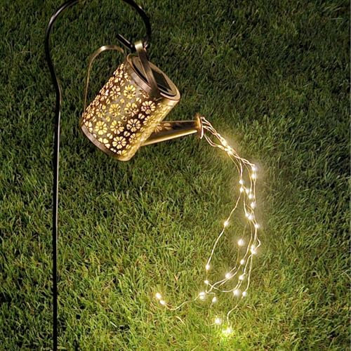 beper P207ILO002 Lampe solaire décorative pour le jardin et le patio, éclairage en cascade avec 36 mini-lampes LED, tige de 80 cm avec double cheville, antirouille, rechargeable, IP44