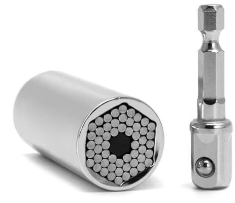 Domira Universal Socket Set 7mm-19mm with Drill Adapter & 50mm Extension Rod – Durable 35k & 40Cr Tool for DIY, Car Repairs, Gifts for Men – Multitool Wrench Solution 2 Inch Extension Rod