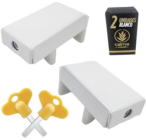 Cierre ventana corredera Aluminio blanco Pack de 2 unidades con 2 llaves Cerradura puerta corredera aluminio Cierre puerta corredera Seguridad ventanas niños Tope ventana corredera