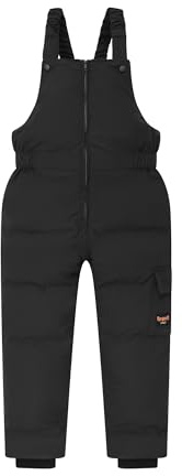 Miyanuby Toddler Snow Pants Baby Boy Girl Winter Clothes Down Puffer Coat Waterproof Warm Snow Ski Bib Overalls Snowsuit for 1-7Y Kids