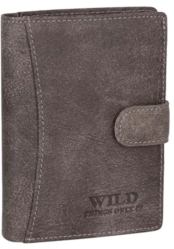 EAAKIE RFID Schutz echt Leder Herren Portemonnaie Geldbörse Geldbeutel Herrengeldbörse Hochformat 9 Karten (Grau Hochformat mit Riegel)