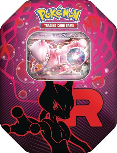 Pokémon - Gioco di carte collezionabili: Tin-Box Team Rocket – Mewtu-ex (1 carta promozionale olografica e 4 boosterpack)