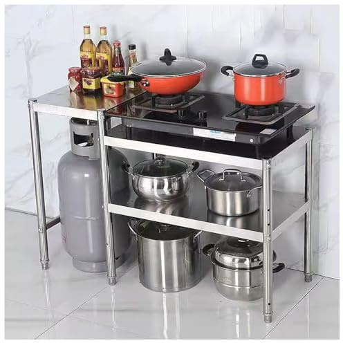 Tavolo da Lavoro in Acciaio Inossidabile Rinforzato Supporto per Fornelli a Gas Ripiano per Bombole Del Gas Ripiano per Riporre Oggetti in Cucine Commerciali Design Regolabile a Più Livelli 19.7x31.5