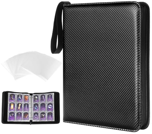 MAXECHO 9 Pocket Trading Card Binder, 1008 Pockets in 56 Removable Double-Sided Sleeves, PU Zip Card Collection Storage Organizer Album for Baseball, MTG, TCG, Sports. Black