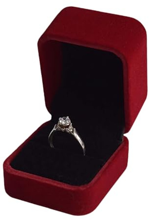 Heyumybit Joyero para Anillo,Caja para Anillo de Terciopelo,Caja de Regalo de Terciopelo Clásico para Proposición,Compromiso (Rojo)