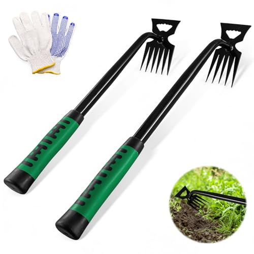 2 Stück Gartenarbeit Hand Unkrautstecher, Unkraut Entferner Gerät Edelstahl