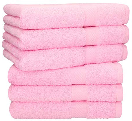 Betz Handtuch 6er Pack Handtücher Set Palermo Größe 50x100 cm 100% Baumwolle - gut trocknend, leichte Qualität - ideal für Sport, Strand, Reisen Farbe Rose