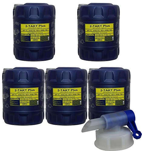 5x 20 L MANNOL Motoröl 2-Takt Plus API TC Öl Motorradöl Bike Oil + Auslaufhahn