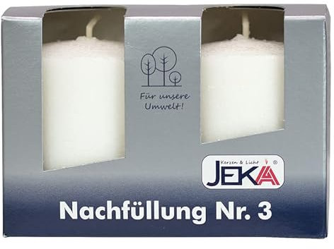 Jeka Kerzen Glasgrablicht mit Deckel | Glasgrabkerze wiederbefüllbar mit Grabkerzen ohne Hülle | Glaslaterne |Grableuchte - Grabkerzennachfüller ohne Hülle | Grabkerze (20x Nachfüll-Grabkerzen Nr. 3)