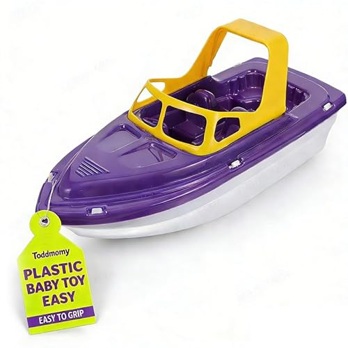 Floating Toy Boat for Bathtub & Pool - 11 Plastic Toddler Tub Toy with Non-Scratch Color Learning Sensory Water Play for Kids Babies, No Batteries (Purple)