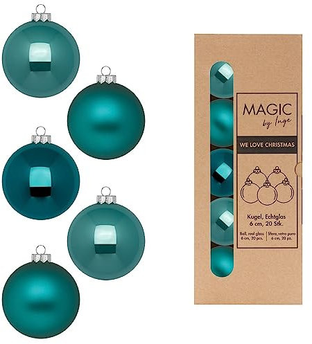 Weihnachtskugeln Glas 6cm x 20 Stück in Kartonbox Christbaumkugeln Set Dark Emerald