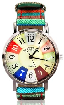 Asixxsix Montres pour Femmes de Mode, Montre Hippie Multi-Couleurs Faites à la Main avec Bracelet tissé en Cuir PU Bohemian Wrist pour Femmes Hommes d'anniversaire Hommes de