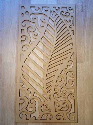 large leaf Screen Radiator Cabinet wall Decorative Screening-grille- Perforated MDF panel (1200x600mm) 0031 (6mm thick MDF Primed White)