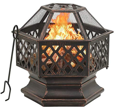 vidaXL Foyer Rustique avec tisonnier 62x54x56 cm XXL Acier, Chauffage, Chauffe-terrasse, Foyer extérieur, cheminée, Chauffage d'extérieur, Bol à feu