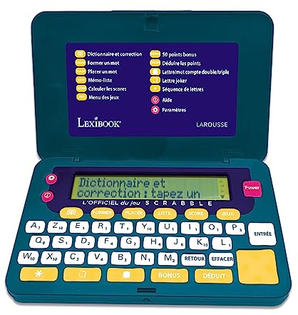Lexibook, Dictionnaire électronique Officiel du Scrabble ODS9, Larousse FISF, Format Ergonomique, Large Touches, Arbitre, correcteur d’orthographe, définitions, à Piles, Vert/Bleu, SCR9FR