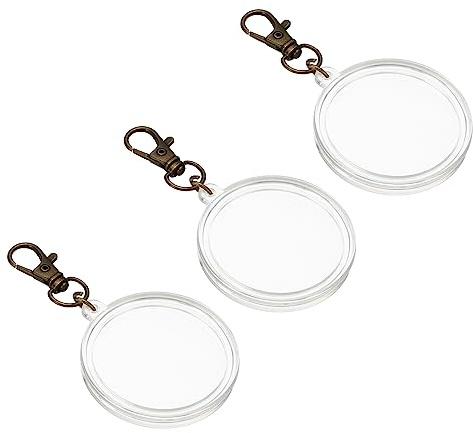 PATIKIL Plastic Coin Holder Keychain, 3 Pack Round Coin Case with Key Ring Buckle Medallion Holder for Coins Jewelry, Bronze