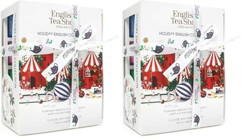 English Tea Shop Organic Holiday White Prism - 12 Pyramid Tea Bags - 4 Different Flavours., 24 g U060802 (Pack of 2)