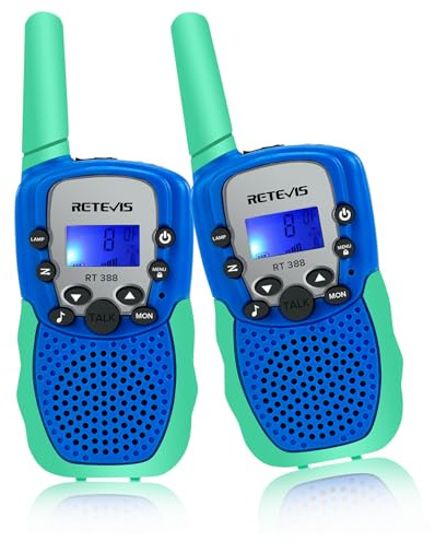 Retevis RT388 Giochi Bambini 4-12 Anni, Walkie-Talkie Bambini con Torcia VOX, PMR446 8 Canali VOX Torcia 10 Toni, Regali di Compleanno per Bambini, Giochi da Esterno (Blu-verdastro, 1 Coppia)