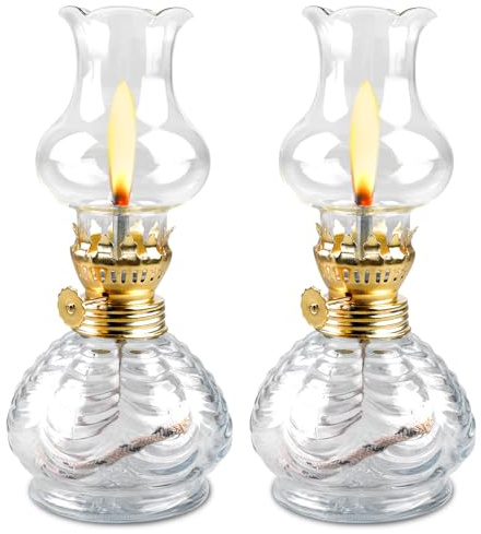 BORDEAG 2 Stück Retro Offene Flamme Öllampe, Petroleumlampe Für Innenräume, Öllampen Aus Glas, Glas Petroleumlampe Für Schlafzimmer, Arbeitszimmer, Büro Von Öllampe Laterne