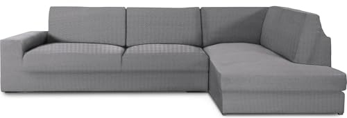 ECOMMERC3 | Copridivano Chaiselongue Braccio destro con schienale super elastico - Copridivano con chaise longue, grigio, protettivo traspirante, con schiuma e gomma, valida destra o sinistra