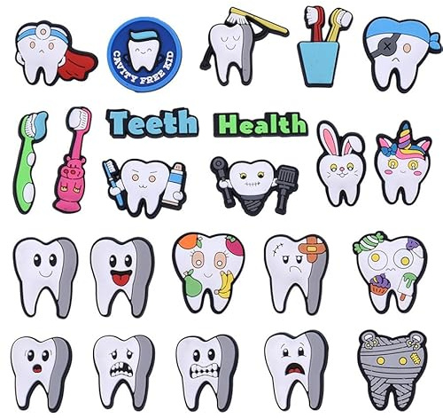 24 Piezas Accesorio para Zapatos de Dibujos Animados, Encantos de Zapatos con Tema Médico, Pins para Dentista, Zapatos Decoraciones DIY, Shoe Charms de PVC, Aplicar para Niños, Mujeres y Hombres